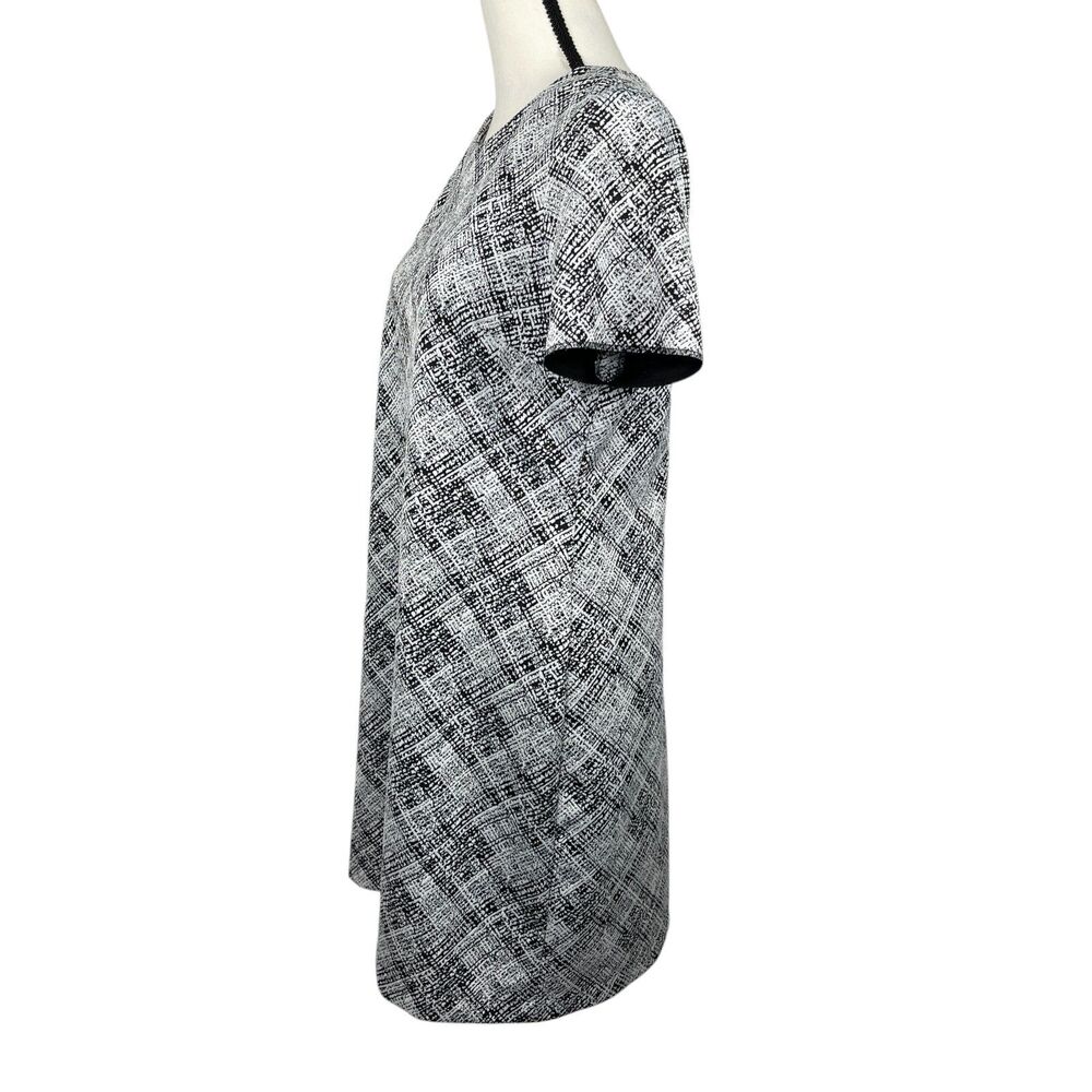 Calvin Klein Women’s Sheath Dress Size 12 Black White Short Sleeve Zip Back - Picture 5 of 10